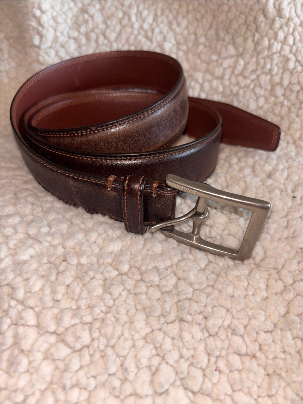 Coach Brown Leather Belt Silver Tone Buckle Classic Men’s Size 34